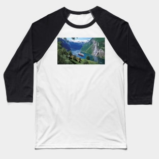 Norway Fjords Painting Baseball T-Shirt